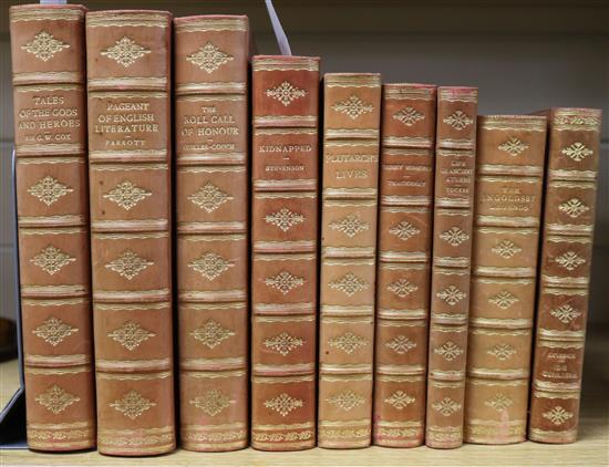 Nine vols of fine red Morocco bindings